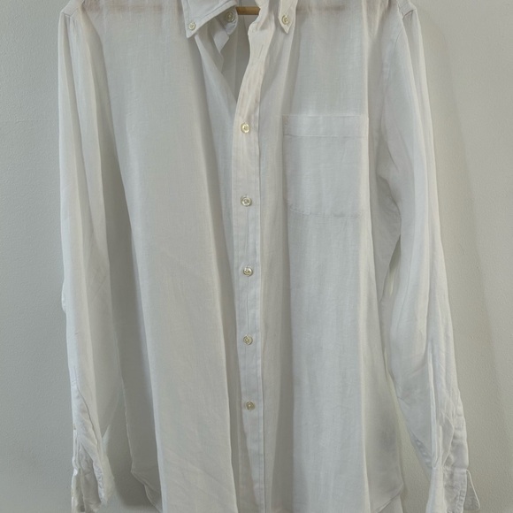 Brooks Brothers 100 % linen long sleeve shirt L - Picture 3 of 12